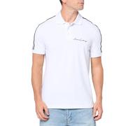 Armani Exchange Polo para Hombre, Corte Regular, elástico, de algodón, con Logotipo, Blanco, XL