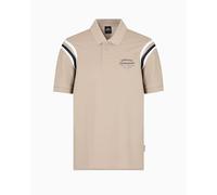 Armani Exchange Polo para Hombre Utility Edge, Color en Contraste con Rayas, Logotipo Bordado, Cashew Roasted, M