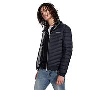 Armani Exchange Quilted Down Milano/New York Logo Zip-up Jacket Abrigo alternativo de plumón, Hombre, Navy/Melange Grey, S