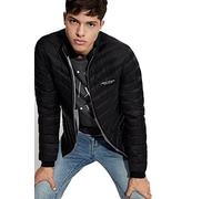 Armani exchange Quilted Down Milano/New York Logo Zip-up Jacket Abrigo alternativo de plumón, Hombre, Negro, L