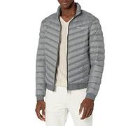 Armani Exchange Quilted Down Milano/New York Logo Zip-up Jacket Abrigo Alternativo de plumón, Melange Grey/Navy, X-Small de los Hombres