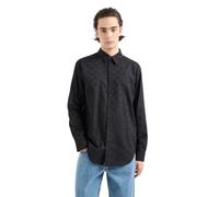 Armani Exchange Regular Fit Long Sleeve Jacquard Cotton All Over Logo Button Down Camiseta, Negro, XL para Hombre