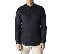 Armani Exchange Regular, Sur Ton Embroidered Logo Camisa, Azul Marino, M para Hombre