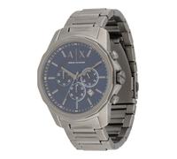 Armani Exchange Reloj para hombre, Movimiento de cuarzo, caja de acero inoxidable Gunmetal de 44 mm con correa de acero inoxidable, AX1731, Tono plata y azul