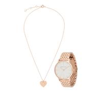Armani Exchange Reloj Mujer, Movimiento de cuarzo de tres agujas, 36MM Caja de acero inoxidable color oro rosa con correa de acero inoxidable, AX7145SET, Conjunto oro rosa y blanco