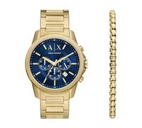 Armani Exchange Reloj Analógico para Hombre de Cuarzo con Correa en Acero Inoxidable AX7151SET, Juego de tonos dorados