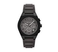 Armani Exchange Reloj de Acero Inoxidable para Hombre con Tres manecillas, tamaño de la Caja 46 mm, Silicona Gris/Negro, Sincronizar