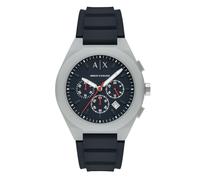 Armani Exchange Reloj de Acero Inoxidable para Hombre con Tres manecillas, tamaño de la Caja 46 mm, Silicona Gris, Sincronizar