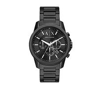 Armani Exchange Reloj Hombre, Movimiento cronógrafo, 44mm Caja de acero negro con correa de acero, AX1722, Negro azabache