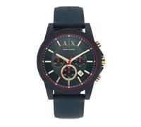 Armani Exchange Reloj Hombre, Movimiento cronógrafo, 47mm Caja de silicona azul con correa de silicona, AX1335