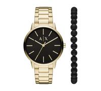 Armani Exchange Reloj para Hombre, Movimiento de tres manecillas, caja de acero inoxidable dorado de 42 mm con correa de acero, AX7119, Conjunto tono dorado y negro