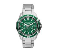 Armani Exchange Reloj para hombre de acero inoxidable con cronógrafo, AX1957, Tono plateado y verde