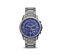 Armani Exchange Reloj para hombre, Movimiento de cuarzo, caja de acero inoxidable Gunmetal de 44 mm con correa de acero inoxidable, AX1731, Tono plata y azul