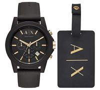 Armani Exchange Reloj hombre, Movimiento cronógrafo de cuarzo y caja de 45mm con correa de silicona, Marrón oscuro y negro