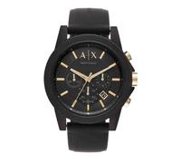 Armani Exchange Reloj hombre, Movimiento cronógrafo de cuarzo y caja de 45mm con correa de silicona, Marrón oscuro y negro
