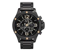 Armani Exchange Reloj Hombre, Movimiento cronógrafo de cuarzo, 48mm Caja de acero inoxidable dorado con correa de acero inoxidable, AX1513, Grafito y negro