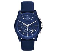 Armani Exchange Reloj hombre, movimiento cuarzo cronógrafo y caja 44mm con correa silicona