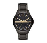 Armani Exchange Reloj para Hombre, Movimiento Fecha a tres agujas, 46mm Caja de acero negro con correa de acero, AX2413, Negro y tono dorado