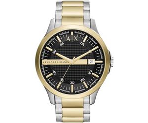 Armani Exchange Reloj Hombre, Movimiento Fecha Cuarzo Tres Agujas y Caja 46mm con Pulsera Acero Inoxidable