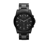 Armani Exchange Reloj para hombre, movimiento cronógrafo de cuarzo y caja de 45 mm con correa de acero inoxidable, Grafito y negro