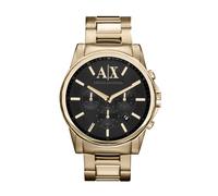 Armani Exchange Reloj Hombre, Movimiento cronógrafo de cuarzo, 45mm Caja de acero inoxidable dorado con correa de acero inoxidable, AX2095, Tono dorado y negro
