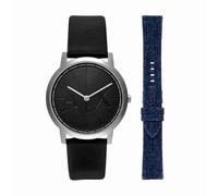 Armani Exchange Reloj para Hombre, Movimiento de Cuarzo a Dos Agujas y 40 mm de tamaño de Caja con Correa de Acero Inoxidable o Piel, Negro