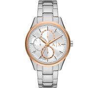 Armani Exchange Reloj para hombre, movimiento multifunción de cuarzo y caja de 42 mm con correa de acero inoxidable, Gris claro y tono oro rosa