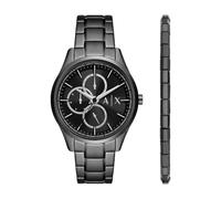 Armani Exchange Conjunto con brazalete y reloj multifunción para hombre de acero inoxidable negro, AX7154SET, Conjunto grafito