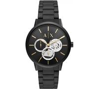 Armani Exchange Reloj para hombre, movimiento multifunción de cuarzo y caja de 42 mm con correa de acero inoxidable, Negro azabache y tono dorado