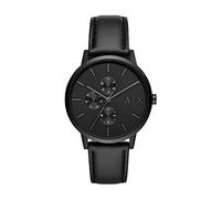 Armani Exchange Reloj para Hombre, Movimiento de cuarzo multifunción, 42mm Caja de acero negro con correa de piel, AX2719, Negro azabache