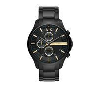 Armani Exchange Reloj Hombre, Movimiento cronógrafo, 46MM Caja de acero negro con correa de acero, AX2164, Negro azabache