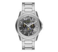 Armani Exchange Reloj para Hombre, Movimiento de cuarzo multifunción, 44MM Caja de acero inoxidable plateada con correa de acero inoxidable, AX1736, Tono plateado y grunge