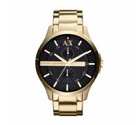 Armani Exchange Relojes de hombre, Movimiento de cuarzo multifunción y caja de 44 mm con correa de acero inoxidable, Tono dorado y negro azabache