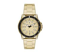 Armani Exchange Relojes para hombre, Movimiento fecha trifunción de cuarzo y caja de 44 mm con correa de acero, Tono dorado y negro