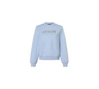 Armani Exchange Sudadera con Cuello Redondo con Logotipo de Rhinestone, Blue River, L para Mujer