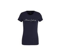 Armani Exchange Rhinestone Script Logo Cotton Crewneck T-Shirt Camiseta, Blueberry Jelly, S para Mujer
