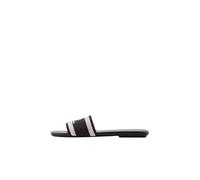 Armani Exchange Sandalia plana para mujer, diseño de rayas, con logotipo frontal, Negro, 38 EU
