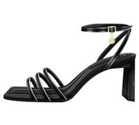 Armani Exchange Sandalias de tacón Dalia con correa de tobillo triple para mujer, Negro, 35 EU