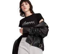 ARMANI EXCHANGE Short Sleeve Classic Script Logo Scoop Neck T-Shirt Camiseta, Negro, M para Mujer
