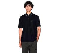 Armani Exchange Short Sleeve Side Logo Patch Three-Button Collar Polo, Negro, M Hombres