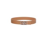 Armani Exchange Simple Look, Monocolor, Logo Buckle Plate Belt, Camel Rose, 90 cm Mujeres