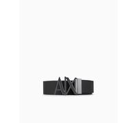 Armani Exchange Split Leather Double sided logo belt, cinturón de los hombres, Black/dark brown, 34