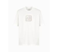 Armani Exchange Spray Paint AX Logo tee Camiseta, Blanco Crudo, L Hombres