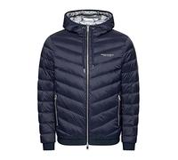 Armani Exchange Steppjacke Mit Kapuze Und Reißverschluss, Milano/New York Logo Chaqueta, Azul Marino/Gris Jaspeado, XL para Hombre