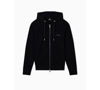 Armani Exchange Sudadera con Capucha para Hombre, de algodón auténtico, con Cremallera, Manga Larga, con Logotipo Lateral, Color Negro, XL, Negro, XL