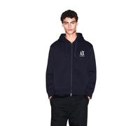 Armani Exchange Sudadera con Capucha para Hombre, Icon Project, Logotipo emboidered, Cremallera Completa, Azul Marino, M, Azul Oscuro, M
