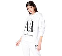 Armani Exchange Sudadera con Capucha para Mujer, diseño con Logotipo Bordado, Color Blanco, Talla XL, Blanco, XL
