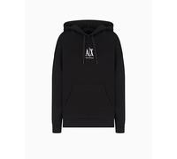 Armani Exchange Sudadera con Capucha para Mujer, diseño de Iconos y Logotipo Bordado, Negro, S
