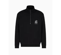 Armani Exchange Sudadera con Cremallera Frontal para Hombre, Logotipo Bordado, diseño de Icono, Negro, L