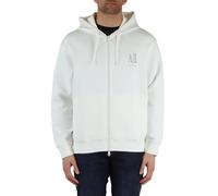 Armani Exchange Sudadera de algodón con Cremallera Completa con Logotipo de Icono para Hombre, Blanco Sucio, X-Large
